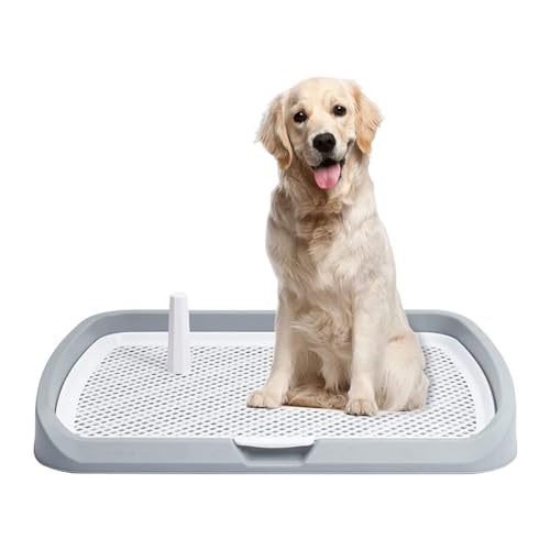 BEYOURCHOI 犬 トイレトレー 犬 トイレ 65X50CM 特大 犬 トイレトレー 飛び跳ね防止 ステップ しつけ トイレトレーニング 犬用トレイボックス屋内/屋外 高さ6.5CM (グレー)