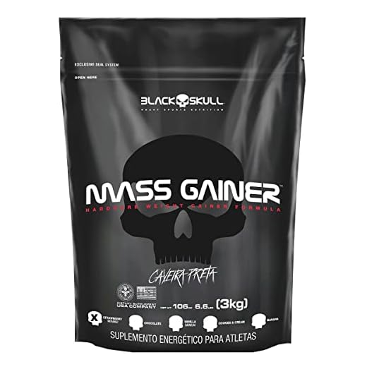 Mass Gainer Refil (3Kg) - Sabor Morango, Black Skull