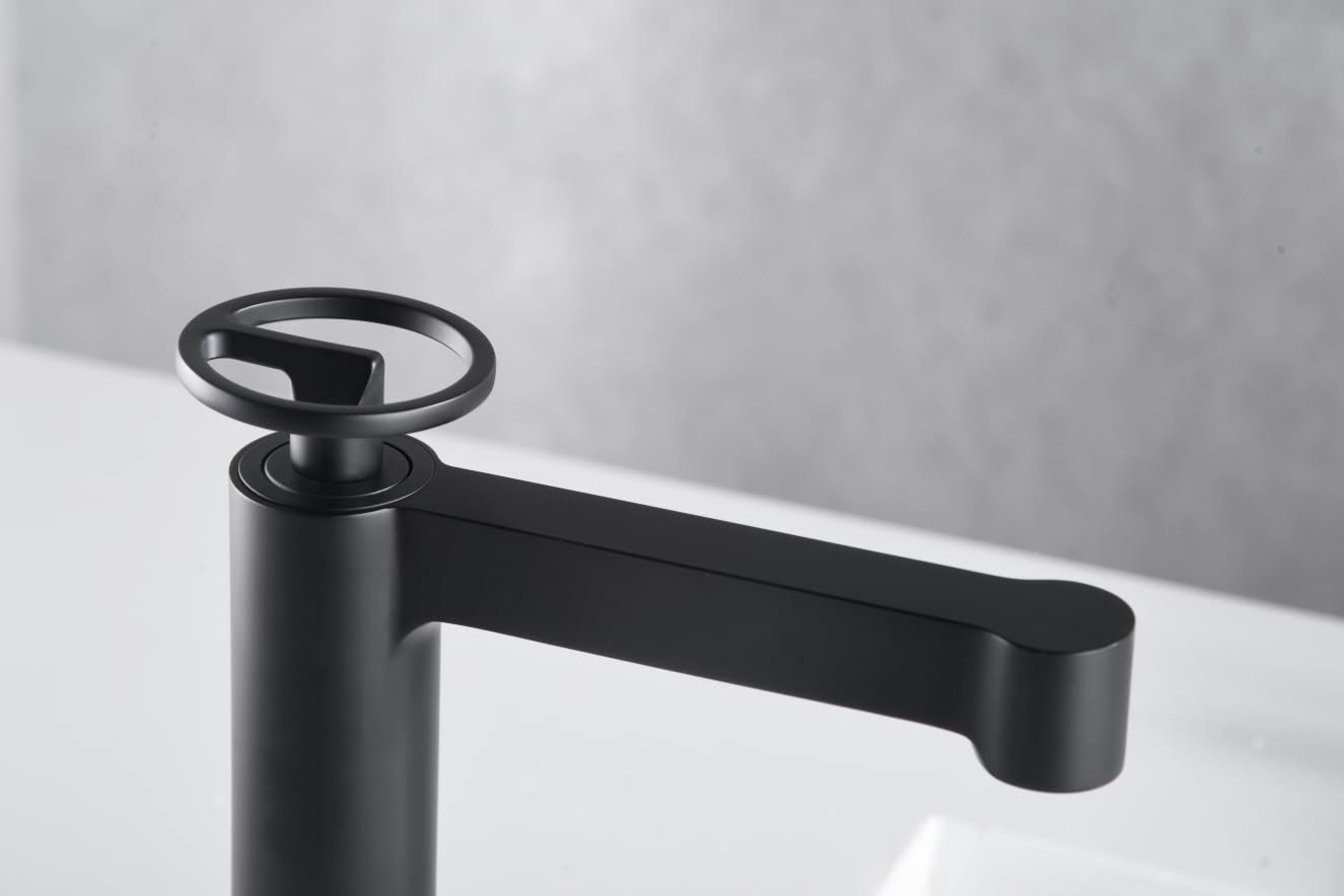 IMEX- Monomando de Lavabo - Serie Olimpo - Cartucho Cerámico Ø26 mm (Negro Mate)