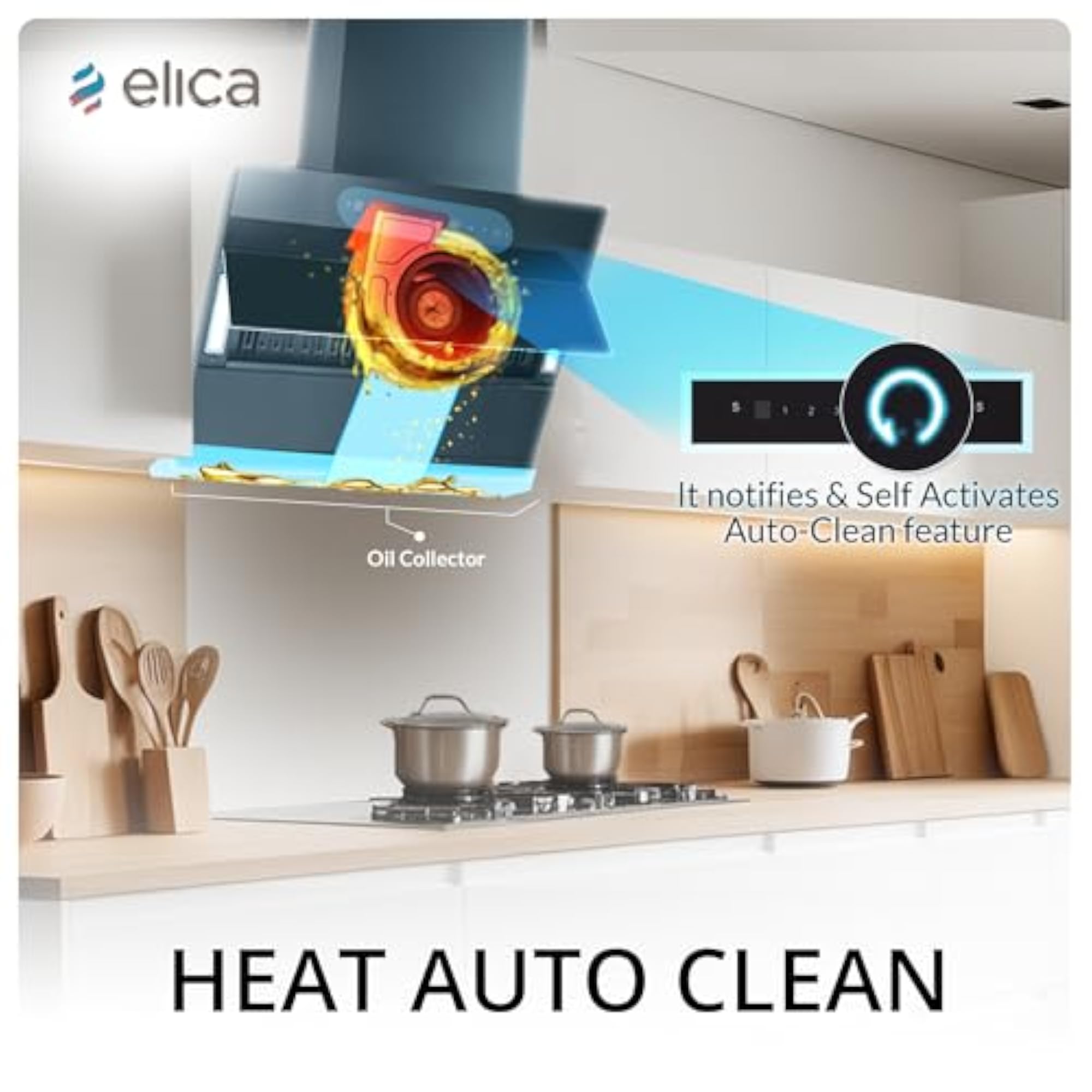 BLDC Filterless Autoclean Kitchen Chimney, 1800 m3/hr