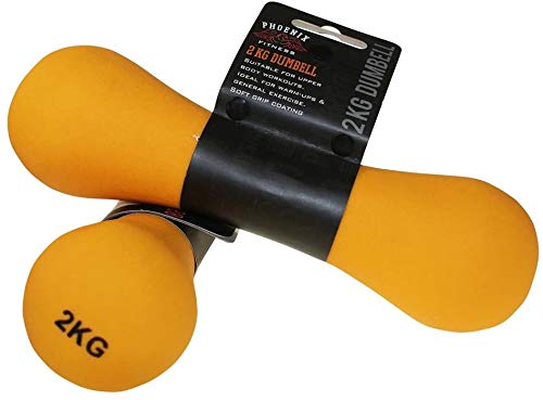 Phoenix Fitness - Par de mancuernas de neopreno (2 kg), color naranja
