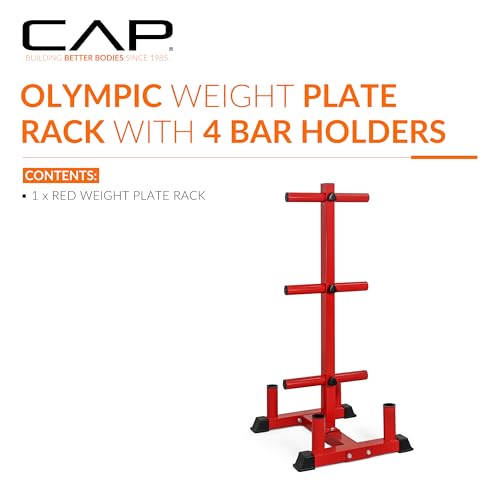 image for CAP Barbell Olympic Bumper Plate Tree Rack with 6 Weight Plate Posts a