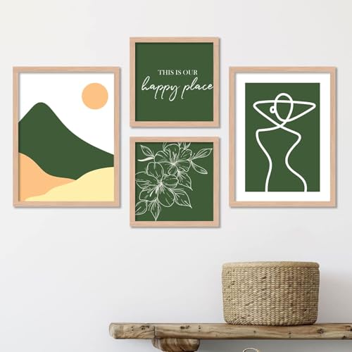 Image of kotart Painting Modern Art Wall Decor Framed Wall Paintings for Living Room, Bedroom - Framed Wall Decor Paintings - Nature Theme Photo Frames for Wall Decoration Set of 4 (Art-8, 13X17 inch)