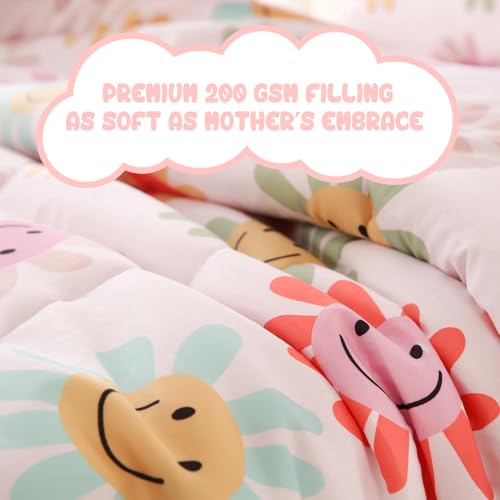 Image of Yibeizi Floral Comforter Set Girls Full Size Cute Patterned Bedding