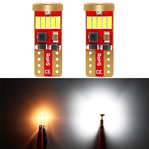 PHINLION 500 Lumens 194 LED Bulb 6000K Xenon White Canbus Error Free Short 168 2825 W5W T10 Wedge LED Replacement Bulbs for Car Interior Dome Map Door Courtesy License Plate Lights, Pack of 2