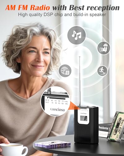 image for Gracioso Portable Cassette Recorder Player Cassette Tape Player with A