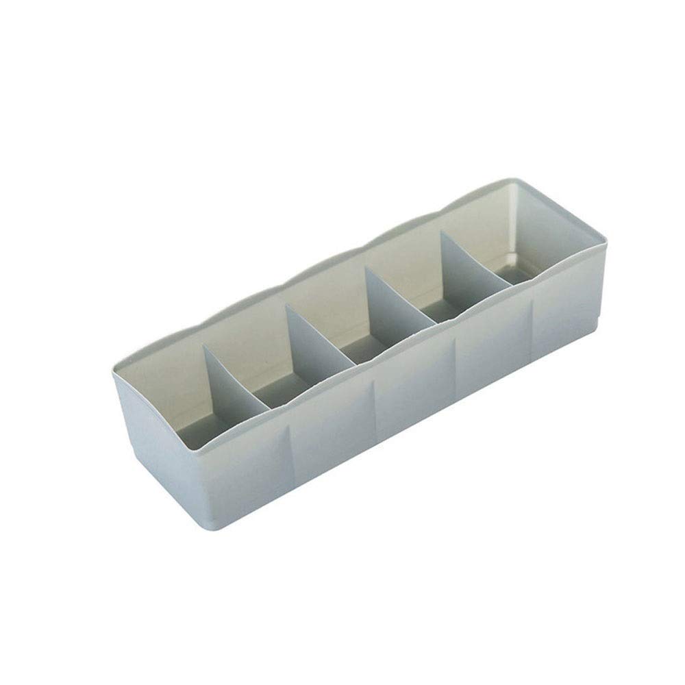 Scatola portaoggetti in plastica a 5 Celle, Organizer per cassetti, Organizer per cassetti, divisori per Cravatte, Calze, Organizer per cassetti, Organizer per Cosmetici (D)