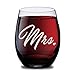 GSM Brands Mr and Mrs Stemless Wine Glasses for Bride and Groom Wedding Celebration (Set of 2), Made of Unbreakable Tritan Plastic and Dishwasher Safe - 16 Ounces