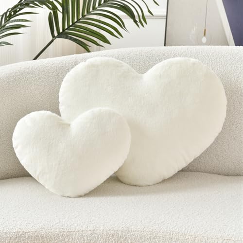 Petrella Throw Pillows Heart Pillow Cute Fuzzy Pillows For Bed Livingroom Home Decor Cushion Decorative Aesthetic Preppy Pillows White,Small 13 Inchx10 Inch thumb #1