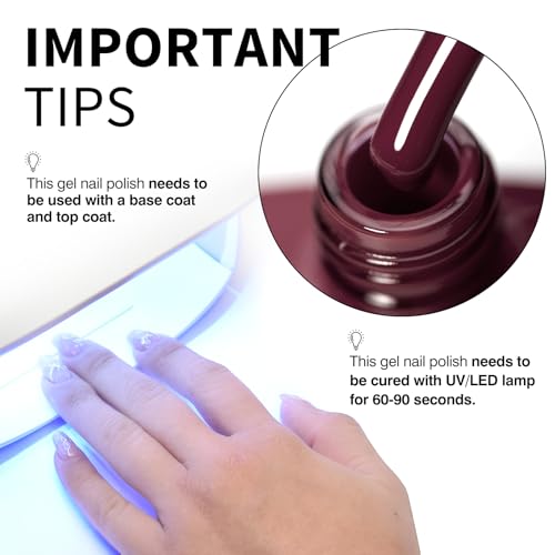 Image of CANNI 9ml Maroon Red Purple Gel Nail Polish, High Gloss UV LED Soak Off Gel
