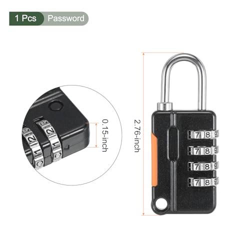 Image of YOKIVE 1 Set 4 Digit Combination Lock with Security Cables, Outdoor Padlock Steel Lock Chains | Great for Lockers Baggage Bikes (Black, 1.6Ft)