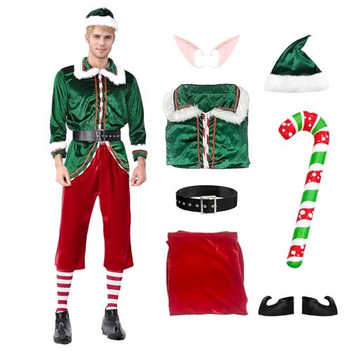 Ficlwigkis Buddy Elf Christmas Costume Men Green Buddy The E