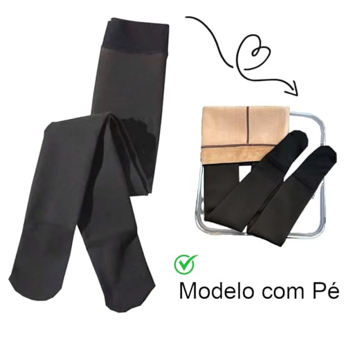 Meia Calça Infantil Translúcida Forrada com Pelúcia Gramatura 220-6 a 10 anos (GG / 10 Anos, Marrom)