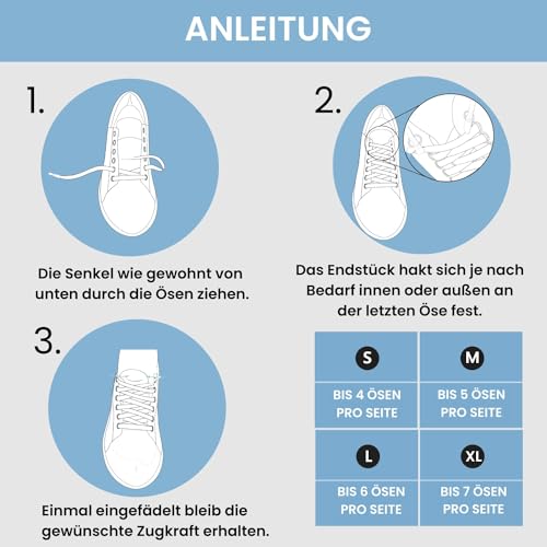 Weiße flache Schnürsenkel für bis zu 5 Ösen pro Seite