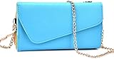 Kroo Clutch Wallet with Wristlet and Crossbody Strap for Smartphones or Phablets up to 5.7 Inch - Carrying Case - Frustration-Free Packaging - Light Blue and Brown