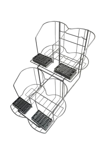 Rattleware 4 Airpot Rack, 2 Tiers, with Drip Trays, Black