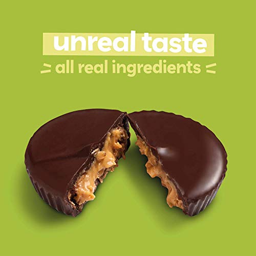 UNREAL Dark Chocolate Crispy Quinoa Peanut Butter Cups - Vegan, Gluten Free, Less Sugar (6 Bags)