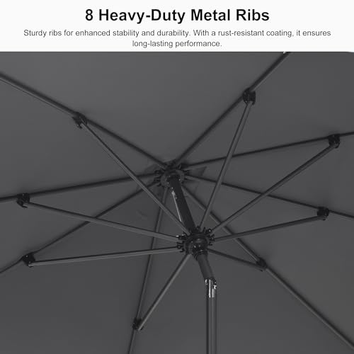 Image of PURPLE LEAF Patio Market Umbrella 6.5' x 6.5' Square Tilt Light Gray 8 Ribs