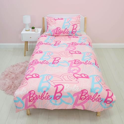 Character World Barbie Parure de lit réversible avec Housse de Couette réversible pour Enfant 2 côtés avec taie d'oreiller Assortie en Polyester Rose – vue 5