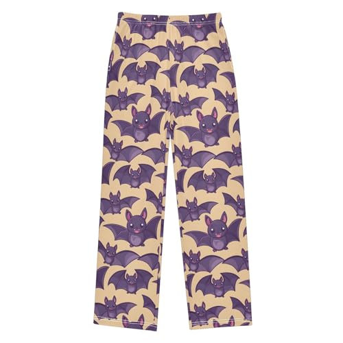 ALAZA Kawaii Bat Pattern Pajamas Bottoms with Pockets Comfy Pjs Sleepwear Elastic Waistband Pajamas Pants Lounge Pants for 6-14 Years