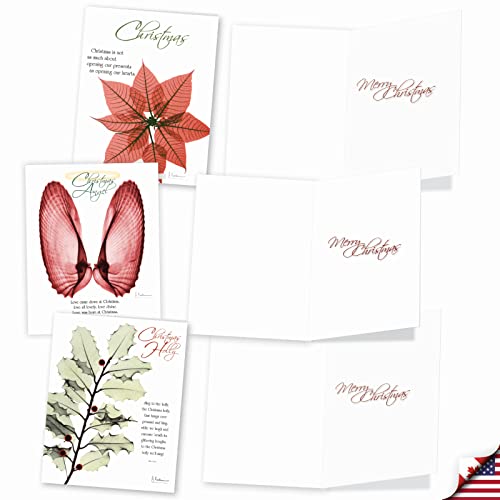 Image of The Best Card Company - 10 Holiday Note Cards for Christmas - Festive Bulk Assortment, Boxed Notecards with Envelopes (4 x 5.12 Inch) - Blooming Christmas Spirit AM6219XSG-B1x10