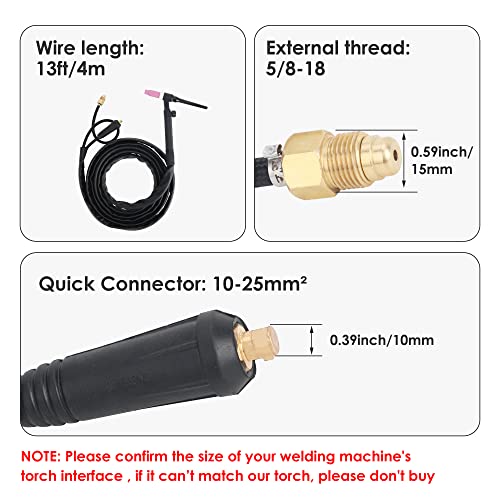 Hynade TIG17V Lift Tig Torch Air Cooled Argon Welding Torch 150A Tig17 thumb #4