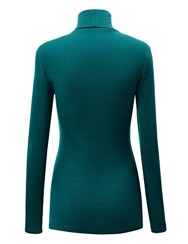 Image of Lock and Love Women's Turtleneck Top Lightweight Long Sleeve Slim Fit Pullover, Soft Rayon Stretch Layering Basic, S-3XL