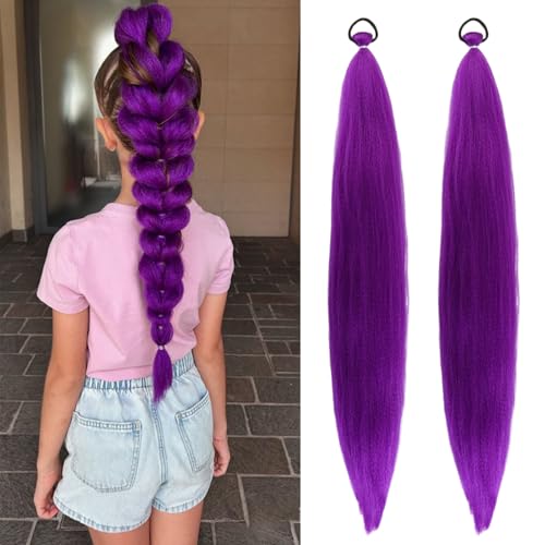 ZXTGBQ 2PCS Rajout Cheveux Tresses Violet, 26 pouces Extension Cheveux Violet, Purple Braiding Hair Extensions, Meche Violette Chéveux Pour Bals Masqués, Cosplay, Scène, Halloween, Noël, Carnaval