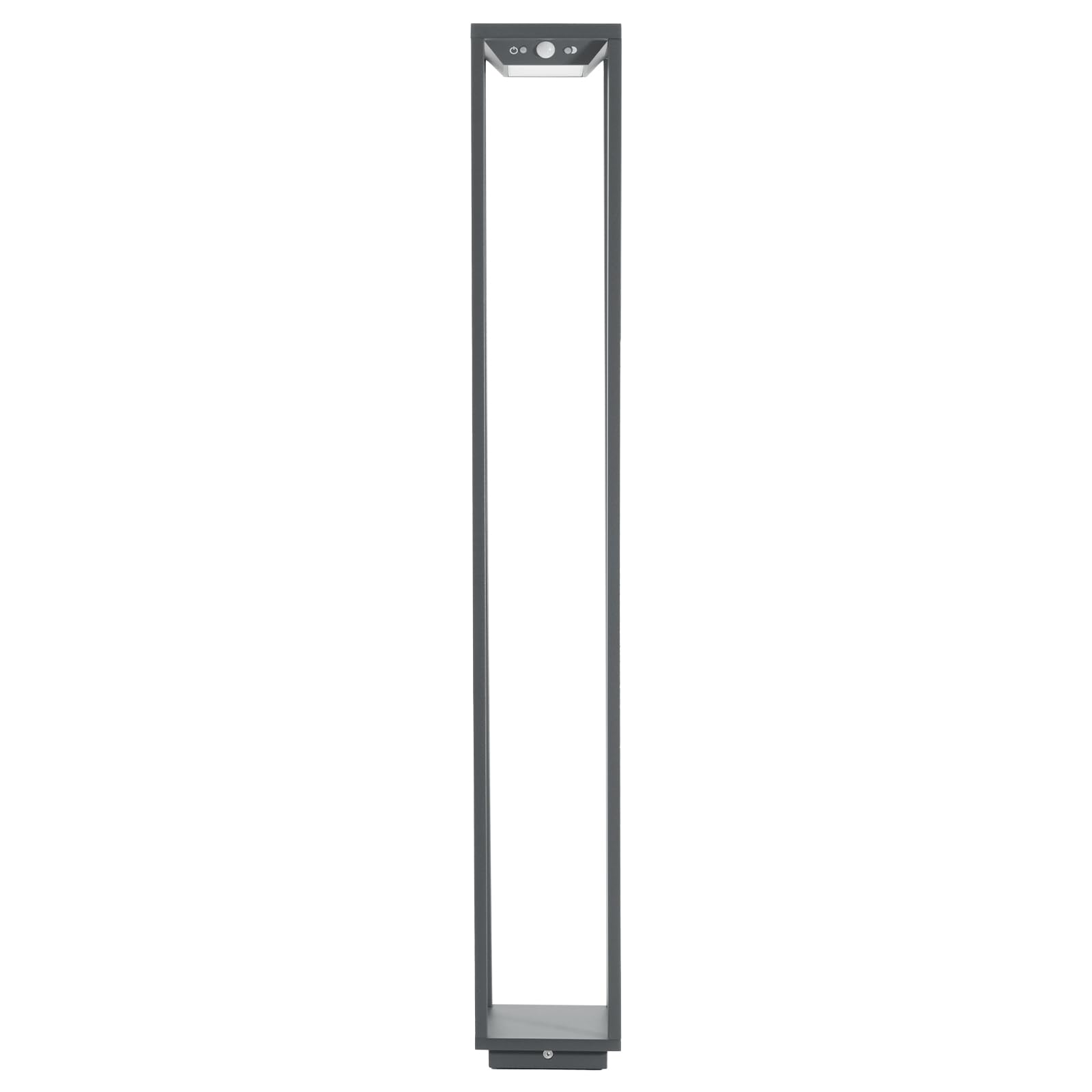 Zafferano, Home Solar Lampe, Kabellose Stehleuchte mit Solarpanel und Bewegungssensor, für den Außenbereich Geeignet, Dimmer, 3000 K, Höhe 100 cm, Farbe Dunkelgrau