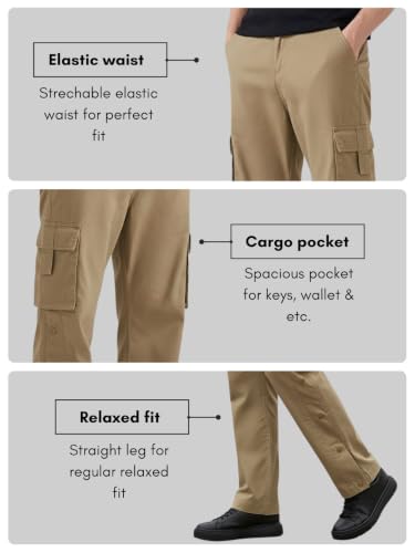 THE FEBZA Men's Cotton Cargo Pants White Cream - Image 5