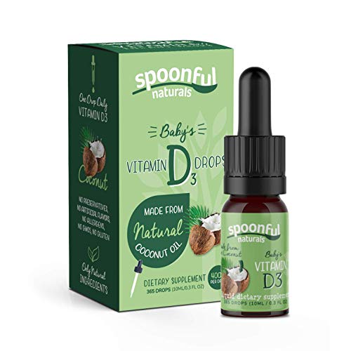 Vitamin D3 Drops for Infants, 400 IU, Made with Natural Coconut Oil, Vegetarian, Non-GMO and Flavorless, 365 Liquid Drops Vitamin D3 Drops for Infants, 400 IU, Made with Natural Coconut Oil, Vegetarian, Non-GMO and Flavorless, 365 Liquid Drops