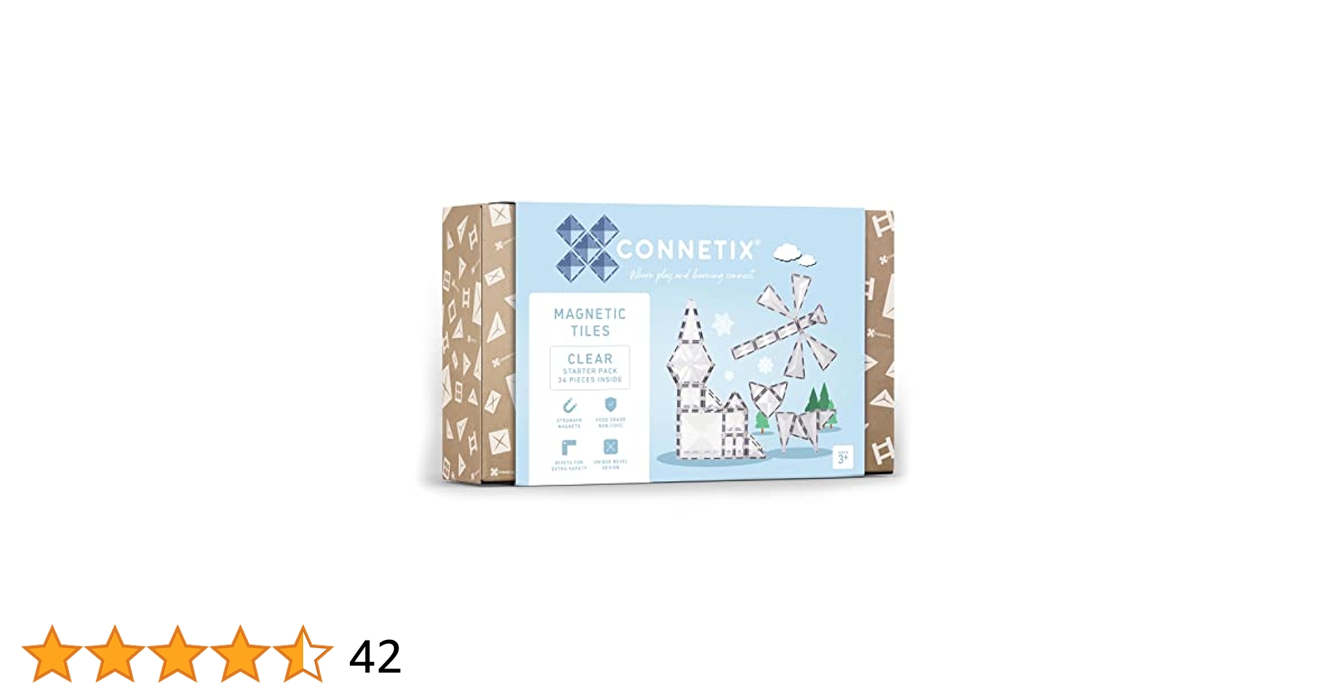 Connetix Tilesマグネットタイルクリアタイル34ピース