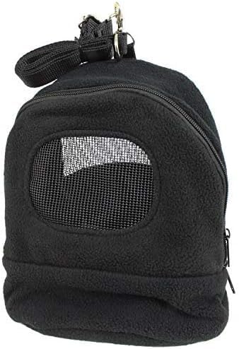 Exotic Nutrition Kucci Carry Pouch (Black) - Fleece Travel Bonding Carrier Bag - for Sugar Gliders, Squirrels, Marmosets, Hamsters, Rodents, Rats, Reptiles & Other Small Pets