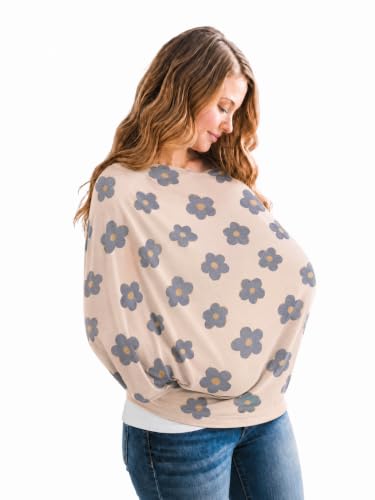 Copper Pearl Nursing Cover for Breastfeeding – Multi-Use Baby Car Seat Canopy, Stroller Shade &amp; Breast Feeding Wrap for Women, Stretchy Breathable Carseat Shawl for Boy or Girl, Gemma in Tan