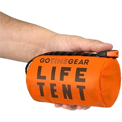 Go Time Gear Survival Life Tent 2 Person Mylar Emergency Shelter Tube Tent + Paracord All-Weather Protection for Camping, Hiking, Survival Kits Includes Emergency Whistle