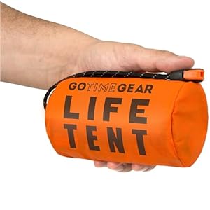 Go Time Gear Survival Life Tent • 2 Person Mylar Emergency Shelter Tube Tent + Paracord • All-Weather Protection for Camping, Hiking, & Survival Kits • Includes Emergency Whistle