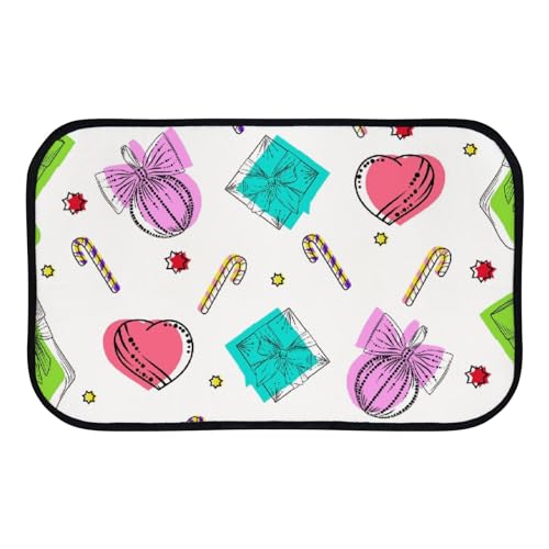 Nuansexi Bathroom Rugs New Year's Pattern Floor Mats Non Slip Bathmat Doormat Tub Mat Coral Velvet Absorbent Entrance Carpet Mats Machine Washable Bedroom Decor