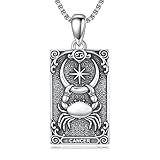 enjoylifecreative Collar de plata de ley 925 para mujer, 12 signos del zodiaco, horóscopo, tarjeta del tarot, colgante de cadena, constelaciones, astrología, regalo para mujeres, Plata esterlina, No