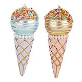DOITOOL 2 Piezas Colgantes de Helado Pastel Azul y Rosa Decoración Navideña Creativa para Árbol y Fiestas Adornos de Postre para Cumpleaños y Escaparates Festivos Pack