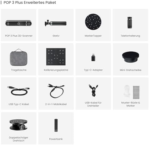 Bild 5 - Revopoint POP 3 Plus 3D-Scanner für 3D-Druck, Handscanner mit 0,04mm hoher Präzision, Vollfarbscan für mittlere Objekte, Kompatibel mit Android/iOS/Win10&11/macOS, Erweitert