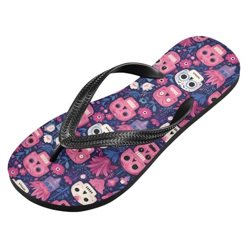 Flip Flop Sandals Pattern Sugar Skull Print for Women Men Beach Outdoor XS2