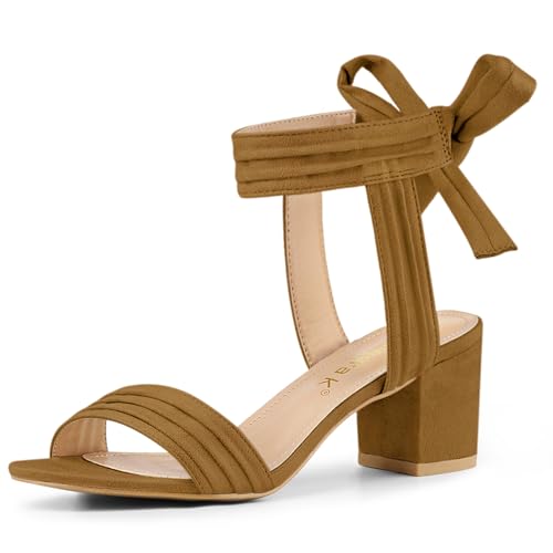Image of Allegra K Women's Open Toe Ankle Tie Back Block Heels Sandals