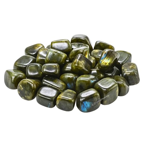 Image of Certified Labradorite Crystal Healing Tumbled Stone, Natural Polished Crystals for DIY Crafts, Manifestation, Meditation, Pooja Feng Shui and Reiki Healing (30 Grams)