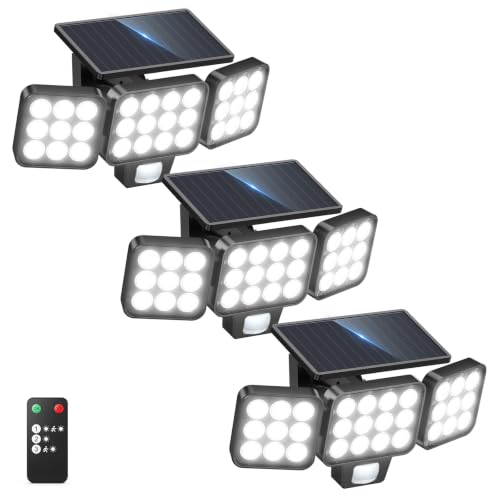 Solar Flood Lights, 3500LM Motion Sensor Outdoor Lights with Remote