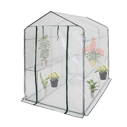YSUEFIJO Tomaten Gewachshaus Klein, Gewachshaus Foliengewachshaus Stabil, Uberwinterungszelt Balkon, Treibhaus mit Tür Zum Aufrollen, Windfest Folientunnel, als Tomatenhaus, Frühbeet