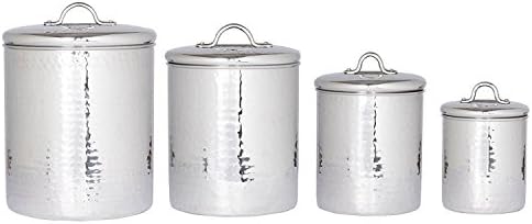 Old Dutch 4 Piece Hammered Canister Set, Stainless Steel - Thumbnail 3