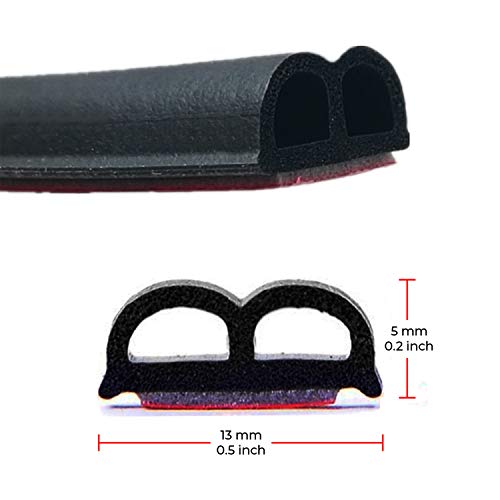 CANOPUS Car Door Seal Strip, 32 Feet, Rubber Seal Self Adhesive Weather Stripping, B Shape, Pack of 2