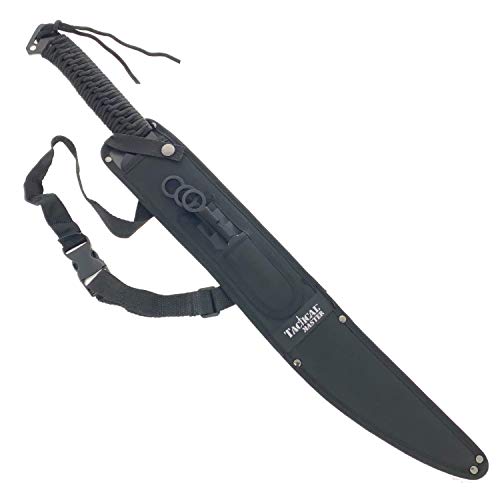 27" Tactical Machete with 3 Fixed Blade Set. Stainless Steel Blade. for Outdoor Camping Cutting Ropes - Branches, Collection, Gift (Black)