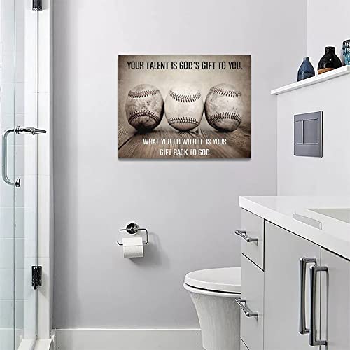 Inspirational Baseball Wall Art Motivation Quotes Sports Canvas Prints Vintage Pictures Painting Framed Positive Artwork Office Home Decor For Boys Girls Room Classroom Gym Playroom 16"X12" #TOP3