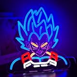 TOPQUALI Super Blue Saiyan Wall Decor Neon Sign,Neon Light LED Anime Sign Saiyan Prince Neon Sign for Anime Fans Man Cave Wall Decor Dormitory Decoration USB Powered Dimmable 13.*12.2inch